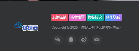 子比主题美化-页脚底部按钮美化-博客云-极速云的专用博客